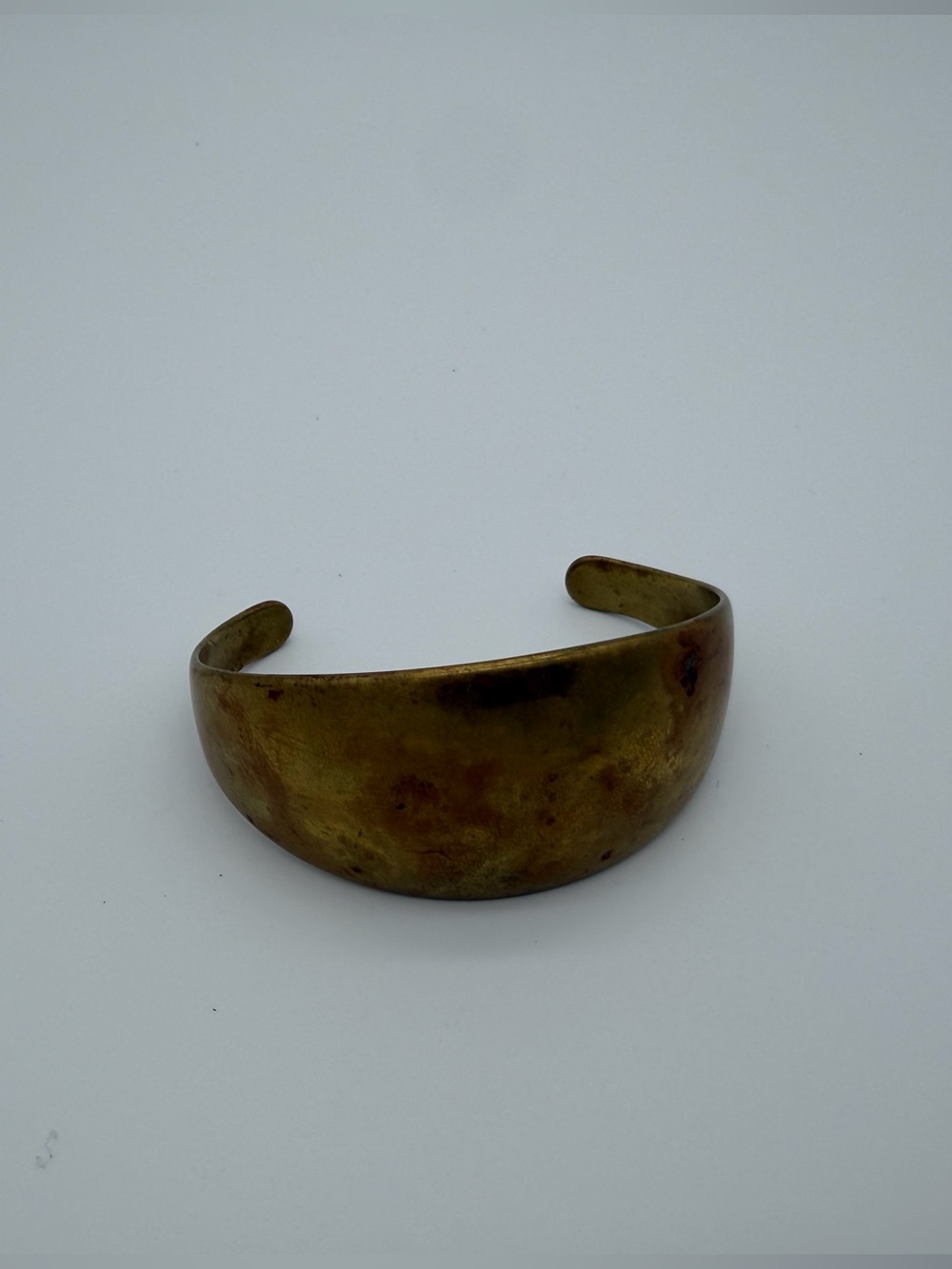 Wide Solid Brass Cuff Bracelet with Patina